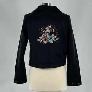 Ed Hardy Panther & Rhinestone Roses Sateen Jacket